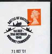 Postmark - Great Britain 2001 cover with 'Battle of Britain' Duxford cancel illustrated with Spitfires