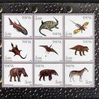 Touva 1998 Prehistoric Life perf sheetlet containing set of 9 values complete unmounted mint