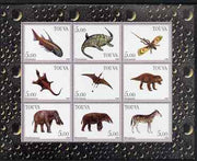 Touva 1998 Prehistoric Life perf sheetlet containing set of 9 values complete unmounted mint