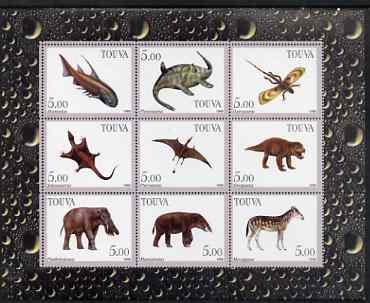 Touva 1998 Prehistoric Life perf sheetlet containing set of 9 values complete unmounted mint