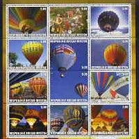 South Ossetia Republic (Kussar Iryston) 2000 Hot Air Balloons perf sheetlet containing set of 12 values complete unmounted mint