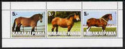 Karakalpakia Republic 1999 Horses #1 perf sheetlet containing set of 3 values complete unmounted mint