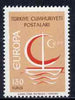 Turkey 1966 Europa 130k perf colour trial in orange, red & black, unmounted mint, as SG 2162