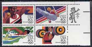 United States 1983 Los Angeles Olympics (1st issue) set of 4 in se-tenant block unmounted mint, SG A2025a