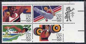 United States 1983 Los Angeles Olympics (1st issue) set of 4 in se-tenant block unmounted mint, SG A2025a
