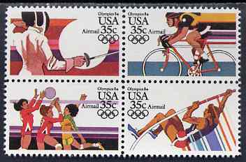 United States 1983 Los Angeles Olympics (4th issue) set of 4 in se-tenant block unmounted mint, SG A2061a