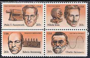 United States 1983 American Inventors set of 4 in se-tenant block unmounted mint, SG 2051a