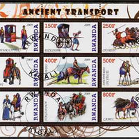 Rwanda 2009 Early Transport perf sheetlet containing 9 values fine cto used