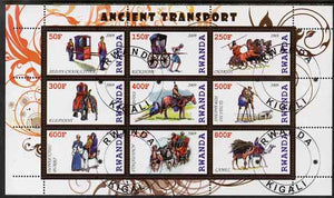 Rwanda 2009 Early Transport perf sheetlet containing 9 values fine cto used