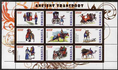 Rwanda 2009 Early Transport perf sheetlet containing 9 values unmounted mint