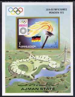 Ajman 1971 Munich Olympics imperf m/sheet (Olympic Torch) unmounted mint, Mi BL 329
