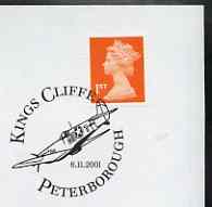 Postmark - Great Britain 2001 cover with 'Kings Cliffe' Peterborough cancel illustrated with US Fighter Plane