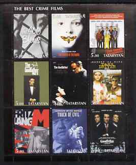 Tatarstan Republic 2001 Film Posters #2 (Best Crime Films) perf sheetlet containing set of 9 values complete unmounted mint