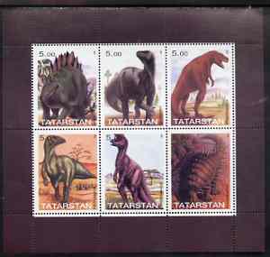 Tatarstan Republic 1998 Dinosaurs perf sheetlet containing set of 6 values complete unmounted mint