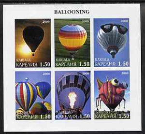 Karjala Republic 2000 Ballooning imperf sheetlet containing set of 6 values complete unmounted mint