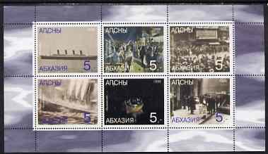 Abkhazia 1998 Titanic perf sheetlet containing set of 6 values complete unmounted mint