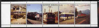 Buriatia Republic 1999 Electric Railway Locos/trams perf sheetlet containing set of 5 values complete unmounted mint