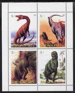 Karakalpakia Republic 1998 Dinosaurs perf sheetlet containing 4 values complete unmounted mint