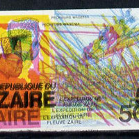 Zaire 1979 River Expedition 50k Fishermen imperf proof single showing spectacular misplaced red and yellow with Country & value appearing 4 times unmounted mint (as SG 959)