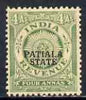 Indian States - Patiala 1934-49 4a green British Indian Revenue type opt'd Patiala State, lightly toned gum but unmounted mint