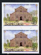 St Lucia 1986 St Joseph Church 40c (Christmas) imperf pair unmounted mint (ex archive sheet thus some pen marks), as SG 920