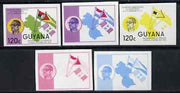 Guyana 1986 Pres Burnham Commem 120c set of 5 imperf progressive proofs comprising 2 individual colours, two 2-colour composites plus all 4 colours unmounted mint