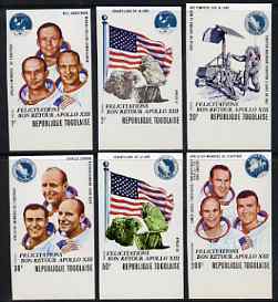 Togo 1970 Safe Return of Apollo 13 set of 6 imperf from limited printing unmounted mint, as SG 757-62