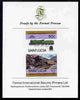 St Lucia 1983 Locomotives #1 (Leaders of the World) 50c Class B17/4 Leeds United se-tenant pair imperf mounted on Format International proof card