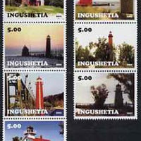 Ingushetia Republic 2001 Lighthouses perf set of 7 values complete unmounted mint
