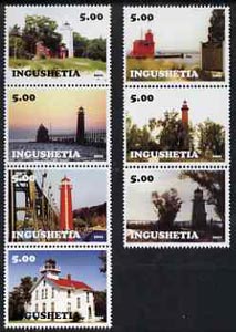 Ingushetia Republic 2001 Lighthouses perf set of 7 values complete unmounted mint
