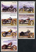Chuvashia Republic 2001 Harley Davidson Motorcycles perf set of 7 values complete unmounted mint