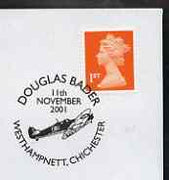 Postmark - Great Britain 2001 cover with 'Douglas Bader' Westhampnett cancel illustrated with Spitfire
