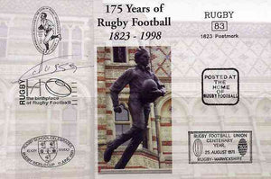 Postcard privately produced in 1998 (coloured) for the 175th Anniversary of Rugby, signed by Alessio Galasso (France - 2 caps & Montferrand) unused and pristine