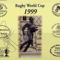 Postcard privately produced in 1999 (coloured) for the Rugby World Cup, signed by Olivier Magne (France - 45 caps & Montferrand) unused and pristine