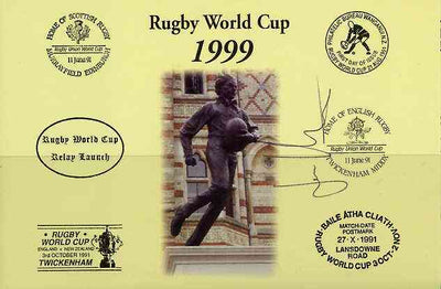 Postcard privately produced in 1999 (coloured) for the Rugby World Cup, signed by Jan Machacek (Czech Republic & Montferrand) unused and pristine