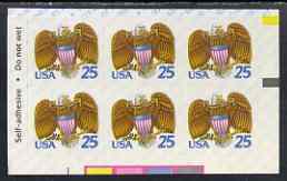 United States 1989 Eagle & Shield 29c self-adhesive stamp in pane of 6, unmounted mint as SG 2416