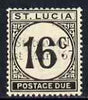 St Lucia 1967 Postage Due 16c 'Statehood' trial opt in black unmounted mint