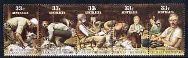 Australia 1986 Scenes from the folksong 'Click Go The Shears' se-tenant strip of 5 unmounted mint, SG 1014a