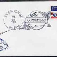 Postmark - United States 1978 illustrated commem cover for 75th Anniversary of Powered Flight with illustrated cancel showing Concorde & Wright Flyer