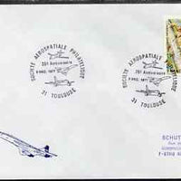 Postmark - France 1977 illustrated commem cover #1 for the '25th Anniversary of Societe Aerospatiale Philatelique' with illustrated cancel showing Concorde etc