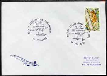 Postmark - France 1977 illustrated commem cover #1 for the '25th Anniversary of Societe Aerospatiale Philatelique' with illustrated cancel showing Concorde etc