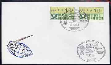 Postmark - West Germany 1984 illustrated commem cover for Aerophilatelic Day with illustrated Berlin 12 cancel showing Concorde, Helicopter & Balloon