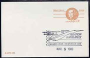 Postmark - United States 1983 Robert Morris 13c p/stat card with Milcopex illustrated cancel showing Concorde