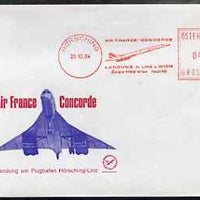 Postmark - Austria 1984 Air France Concorde commem cover with illustrated meter cancel showing Concorde