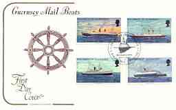 Guernsey 1973 Mail Packet Boats #2 set of 4 on illustrated cover with illustrated first day cancel