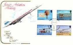 Jersey 1973 Aviation History set of 4 on illustrated cover (Concorde) with illustrated (Balloon) first day cancel sG89-92