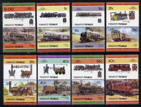 Tuvalu - Funafuti 1984 Locomotives #2 (Leaders of the World) set of 16 opt'd SPECIMEN unmounted mint