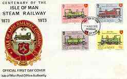 Isle of Man 1973 Steam Railway Centenary set of 4 on illustrated cover with first day cancel