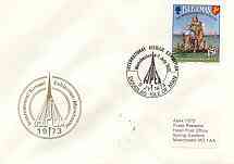 Isle of Man 1973 Inauguration of Postal Service (Viking) on illustrated cover with first day cancel (Int Airmail Exhibition)