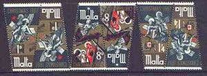 Malta 1967 Christmas set of 3 each in tete-beche pairs, unmounted mint SG 393-95